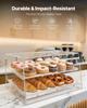 Bakery Display Case, 2-Tier Commercial Countertop Pastry Display Case, Clear Acrylic Bread Box for Kitchen, Party Cake Cabinet with Magnetic Rear Door