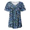 Women's Casual V-Neck Short Sleeve Chest Ruffle Printed Top