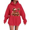 Women's Casual Comfortable Long-Sleeved Christmas Letter-Printed Warm Hooded Crew-Neck Sweatshirt