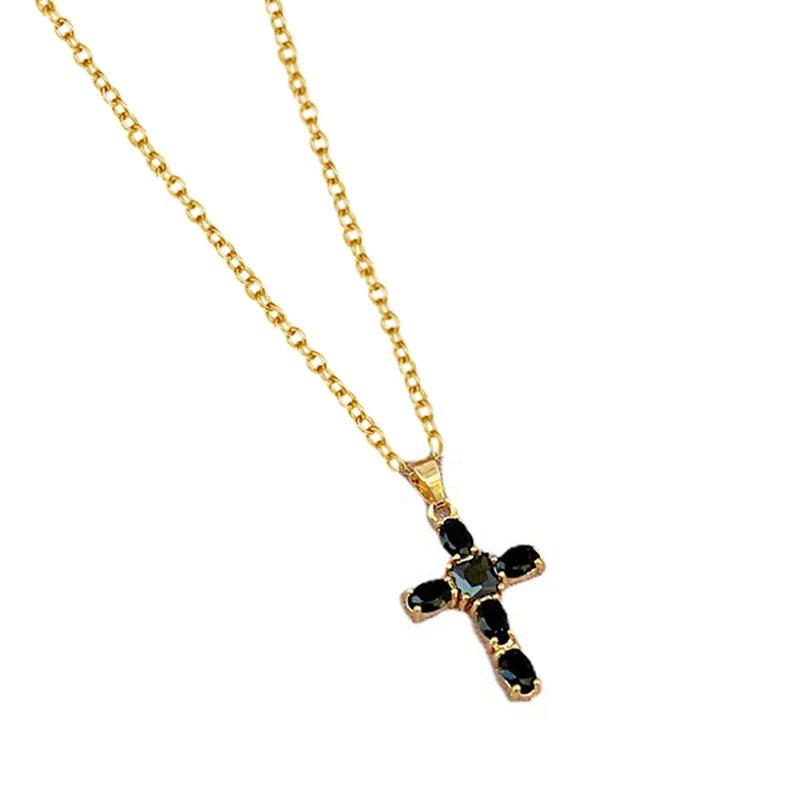 CAOSHI Trendy Cross Pendant Necklace Female Brilliant Zirconia Jewelry for Party Fashion Gold Color Accessories for Anniversary