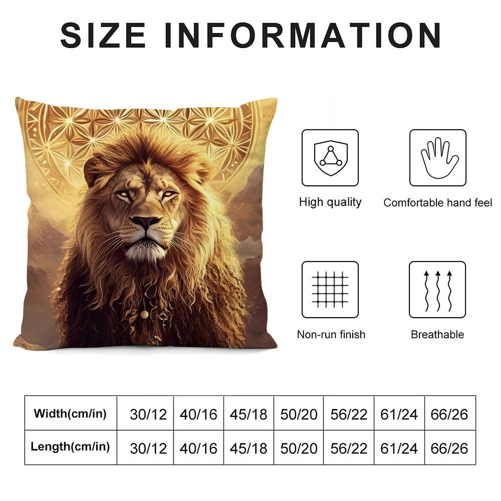 Cool Lion Cushion Cover Soft Plush Fabric Double-Sided Printed Sofa Cushion Cover For All Seasons Home Decor Gift