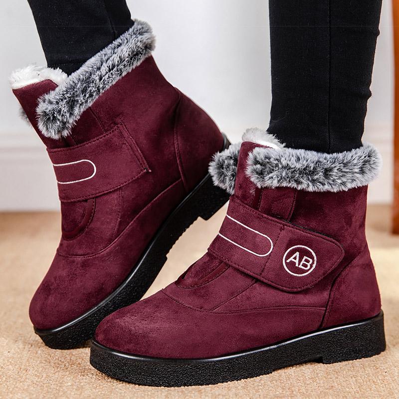 fashion Women Boots Warm Fur Botas Mujer 2024 Winter Shoes For Woman Ankle Boots Winter Low Heels Snow Boots Black Elegant Rubber Shoes