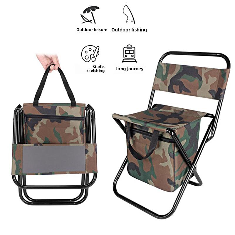 1PC Camping Fishing Hiking Portable Fishing Chair Foldable Outdoor Large Camouflage Ultraligh with Backrest Folding Stool Seat