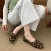 Square Head Single Shoes Women's 2025 New Soft Flat Bottom Comfortable Retro Simple One-pedal Korean Version Leopard Print Lazy Shoes Women