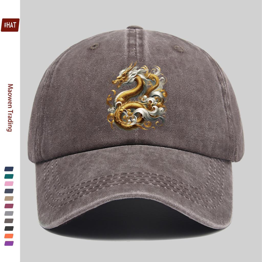 pc Unisex Dragons Golden Cloud Pattern Fashion Printed Baseball Cap Comfortable and Casual Printed Design Decorative Hat Com