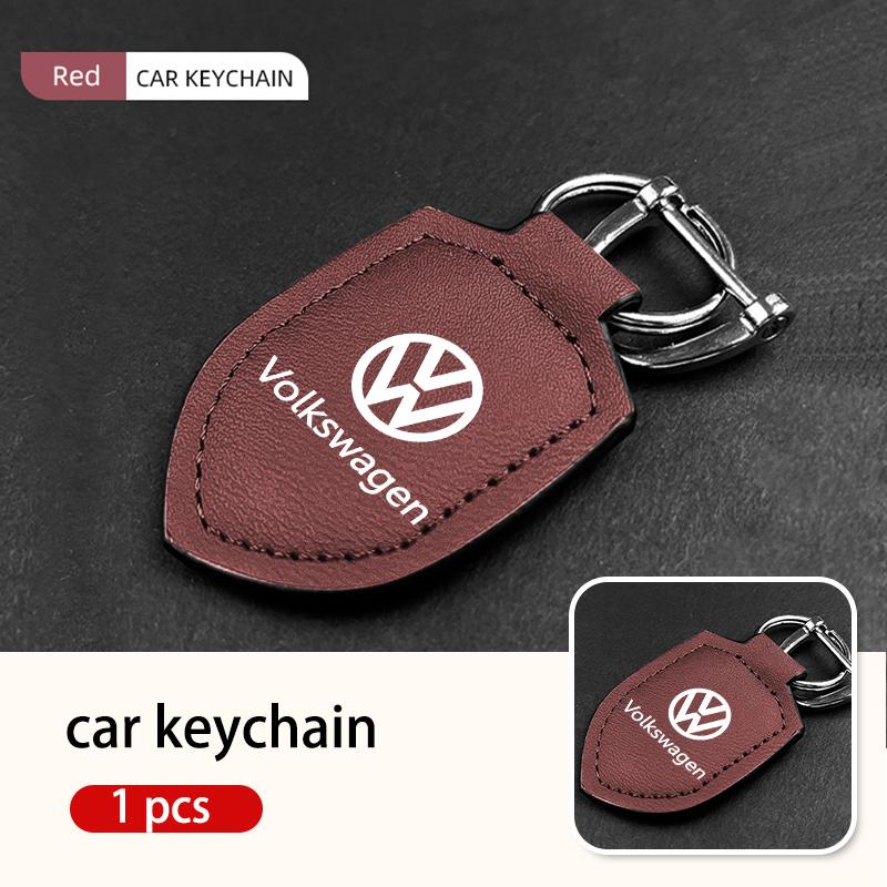 Valve Stems Caps Leather Car Shield Keychain Key Ring With Logo Decorative For Volkswagen VW Scirocco Passat Polo B5 B6 B7 CC Ti LB0