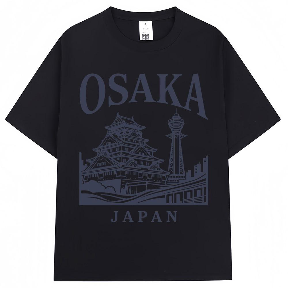 Japanese Style Osaka Print Tshirts Travel Destination Souvenir Unisex Unisex Fashion Vintage Short Sleeve Oversized Cotton T Shirts
