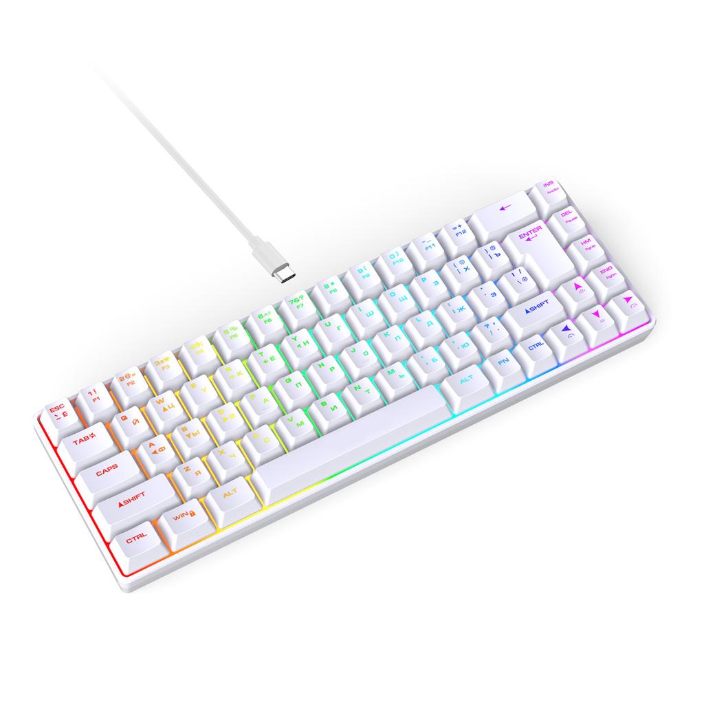 Russian English Dual Language Keyboard 68-Key RGB Backlit Gaming Mechanical Keyboard for Gaming