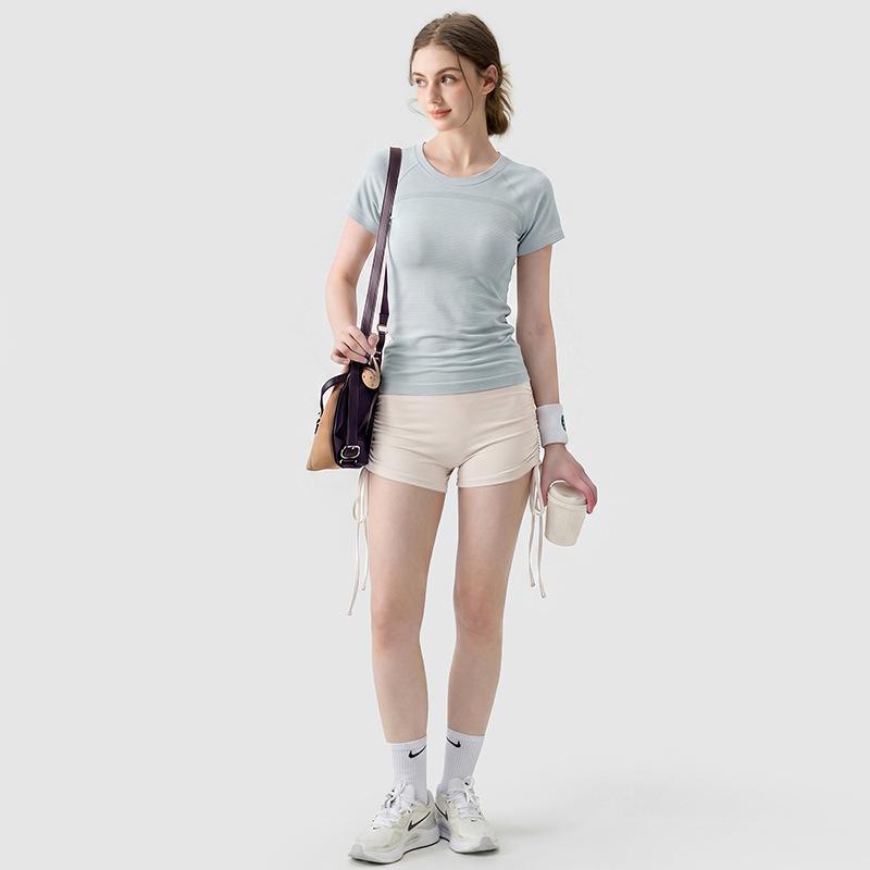 Summer Yoga Clothing Sports Short Sleeve Women's Breathable Shirt Running Pilates Riding Training Sports Top Set