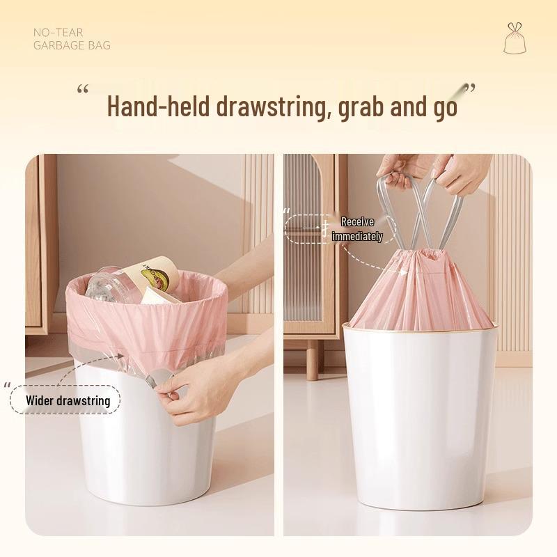 Ice Berry Pink Drawstring Garbage Bags - Thick, Handheld for Dorms & Homes