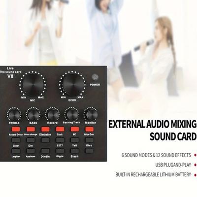 Audio Mixer V8 Sound Card Studio Record External Sound Card Durable Mic Sound Card  Mobile Record