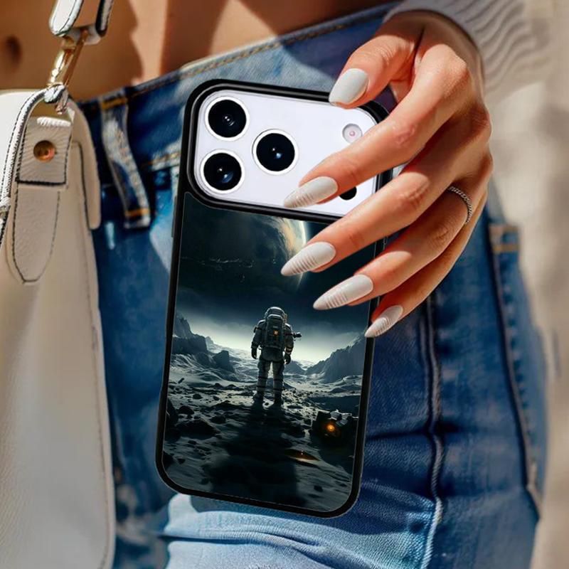 Space Moon Astronaut Phone Case For iPhone 17 Air 14 15 13 12 Max Cover For Apple 16e 11 Pro Max Plus Coque