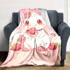1pc Cow Strawberry blanket Lightweight Flannel Throw for Sofa Bed Travel Camping Livingroom Office Couch Chair