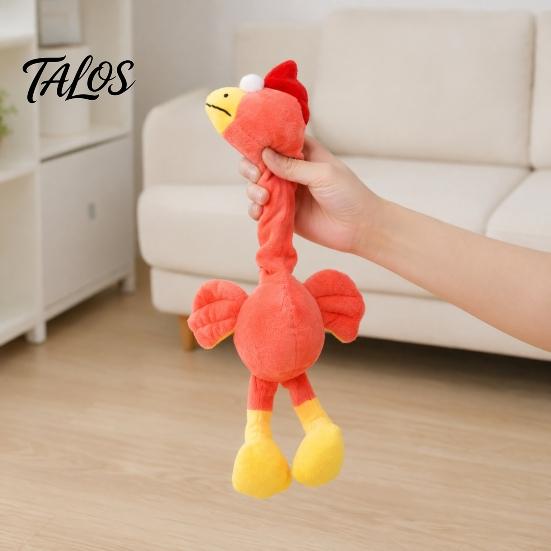 Interactive Dog Toy Stuffed Tug Toy, Long Neck Plush Chicken, Squeaky Bird Chew of War for Small Medium Dogs Play Funny