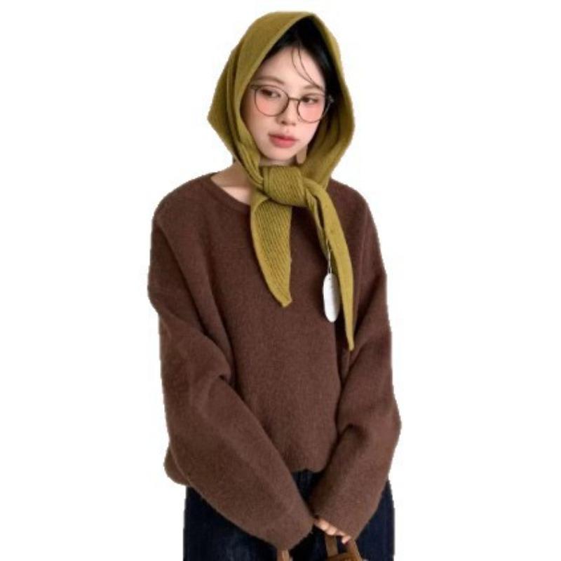 Early Autumn Atmosphere Knitted Large Version Triangle Scarf Dual Purpose Shawl Scarf All in One Versatile Neck Protection Hat for Women