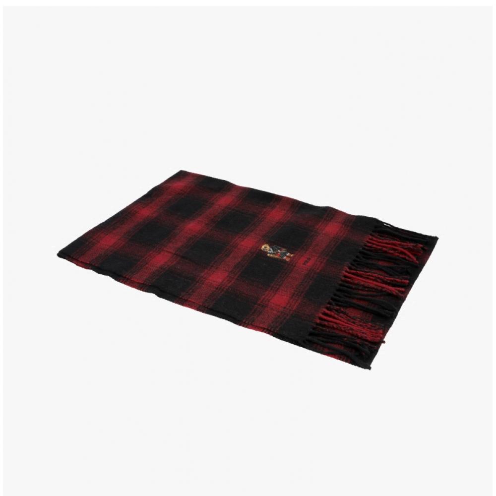 Polo Ralph Lauren Holiday Bear Plaid Check Fringe Muffler Pc1456 001