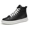 Leather Fashion High Top Shoes Men Lace-Up Mens Elevator Sneakers New Arrival Men Casual Shoes Hot Sale All-match Men's Boots