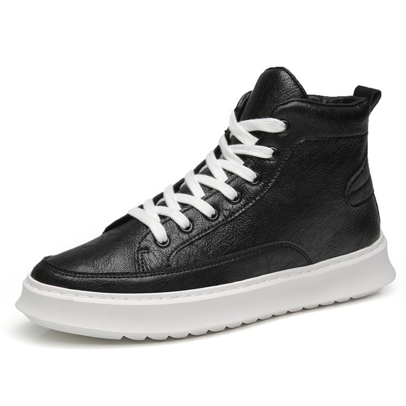 Leather Fashion High Top Shoes Men Lace-Up Mens Elevator Sneakers New Arrival Men Casual Shoes Hot Sale All-match Men's Boots