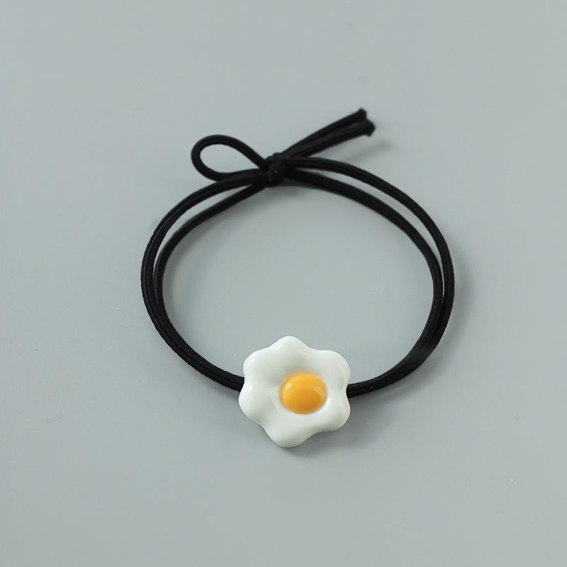 Funny Breakfast Food Hair Band Clips Dumpling Pouched Egg Elastic Hair Tie Woman Girl Gift Accesories Scrunchie