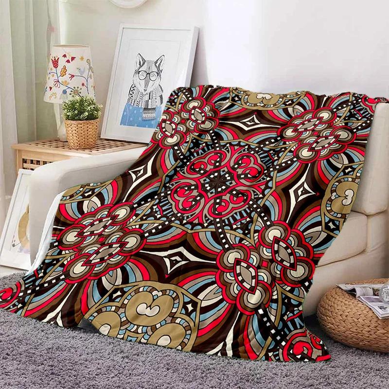 Turkey Persian Bohemian Mandala Flower Soft Flannel Blanket for Bed Bedroom Sofa Picnic,Throw Blanket for Outdoors Leisure Gift