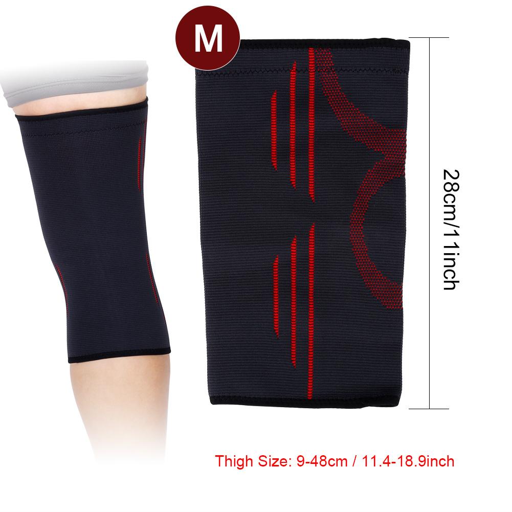 Sports Elastic Support Belt Sleeve Bandage Wrap Volleyball Soccer Knee Pad Black   Red M