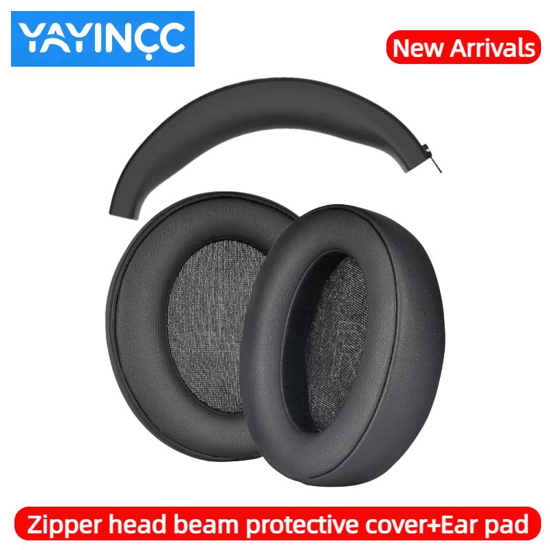 YAYINCC Replacement Cooling Gel /Leather Memory Foam Ear Pads For Anker Soundcore Life Q35 Gaming Headphones With Plastic Buckle