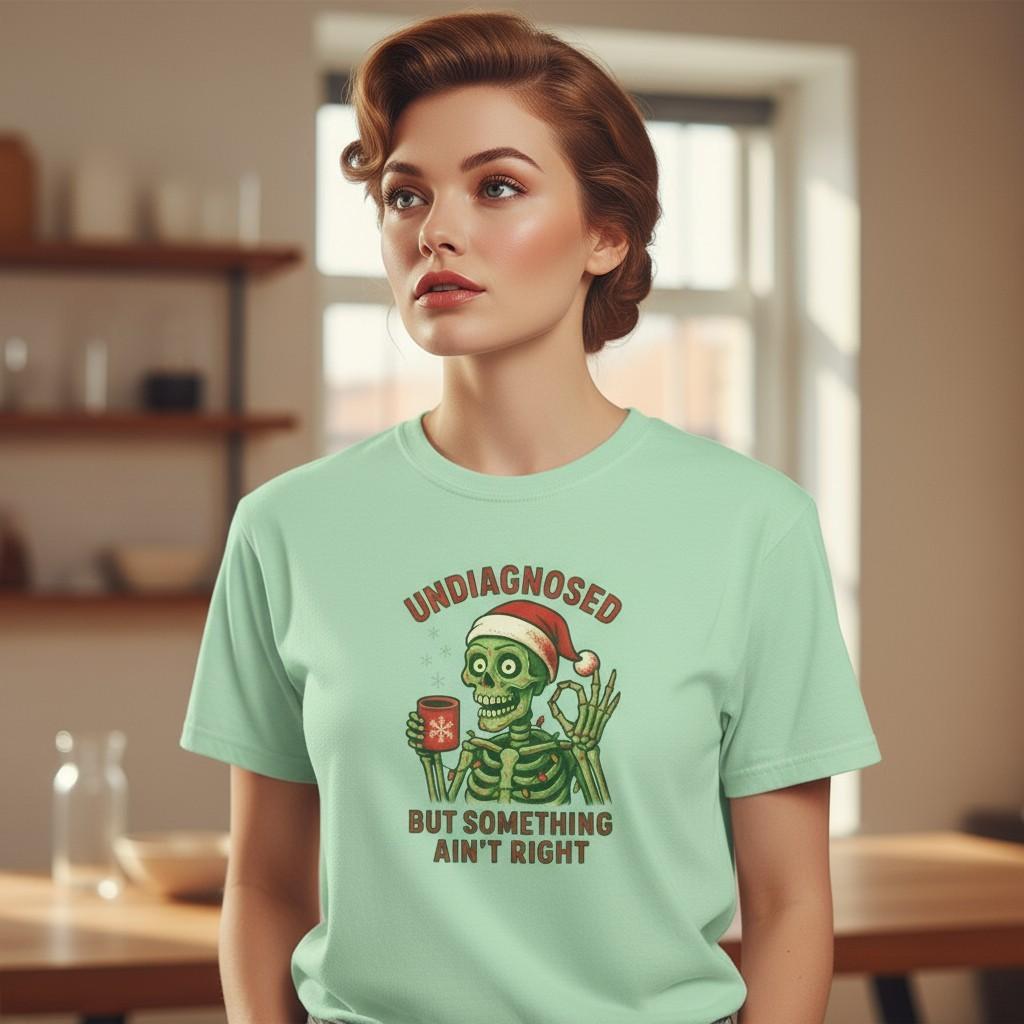 Holiday Humor Skeleton Tee, Funny Unisex Shirt, Christmas Gift, Halloween Shirt M