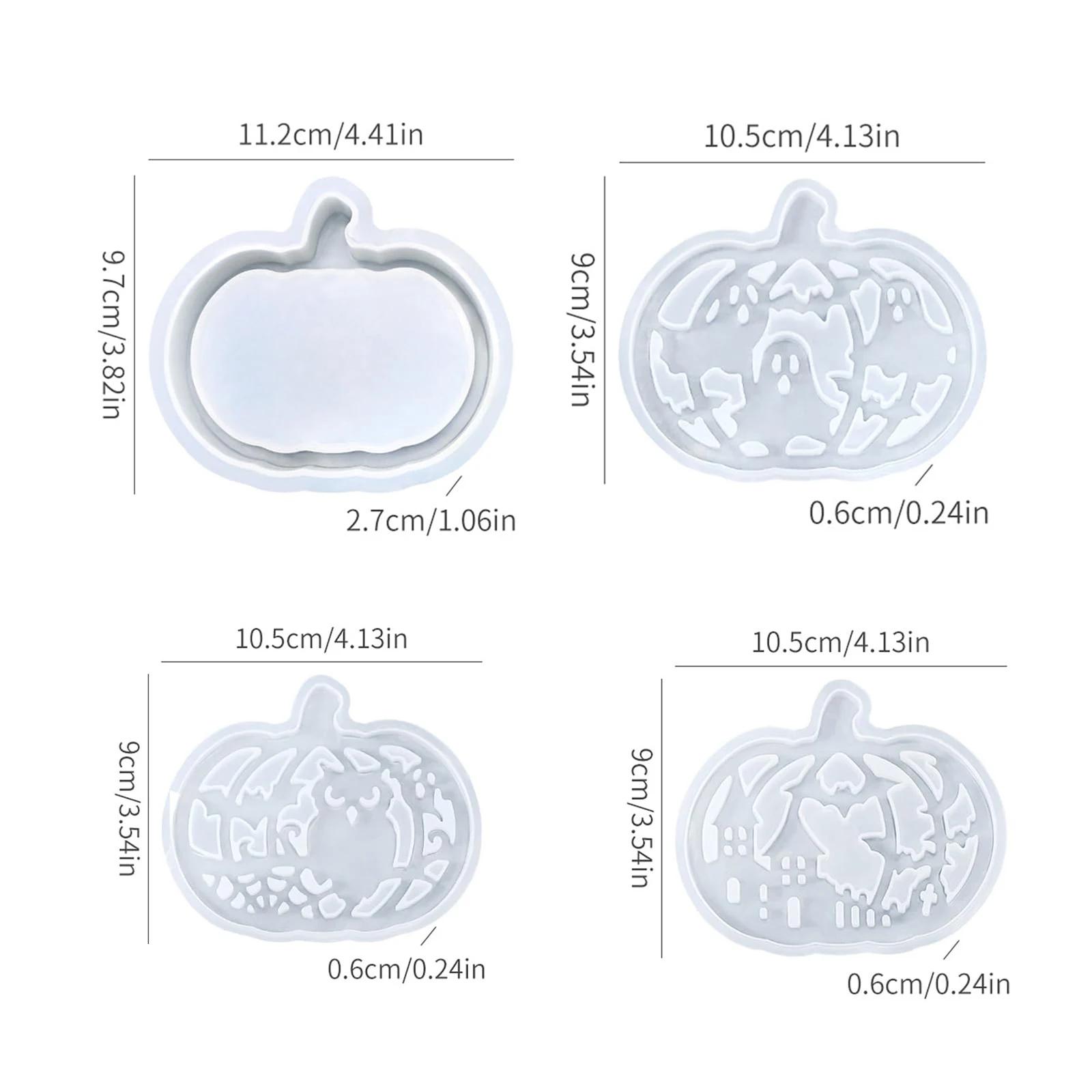 4 Pcs Halloween Pumpkin Silicone Molds Tea Light Holder Casting Molds Plaster Molds for DIY Crafts