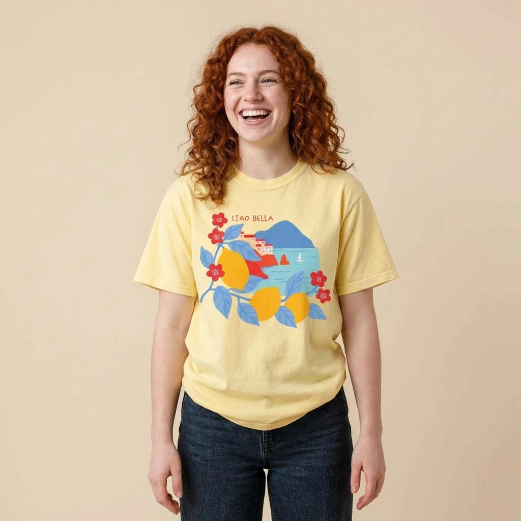 Ciao Bella Amalfi Coast Lemons T-Shirt | Italian Limoncello Tee S