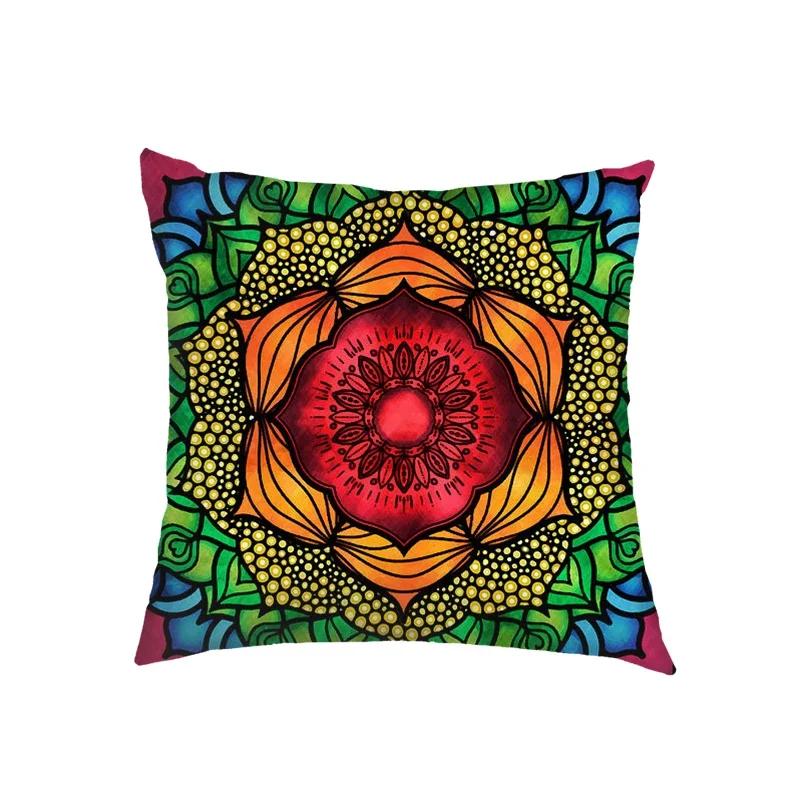 Mandala Floral Print Pillow Case Turkish Blue Evil Eye Cushion Sofa Cases Home Square Throw Pillow Cover Living Room Decoration