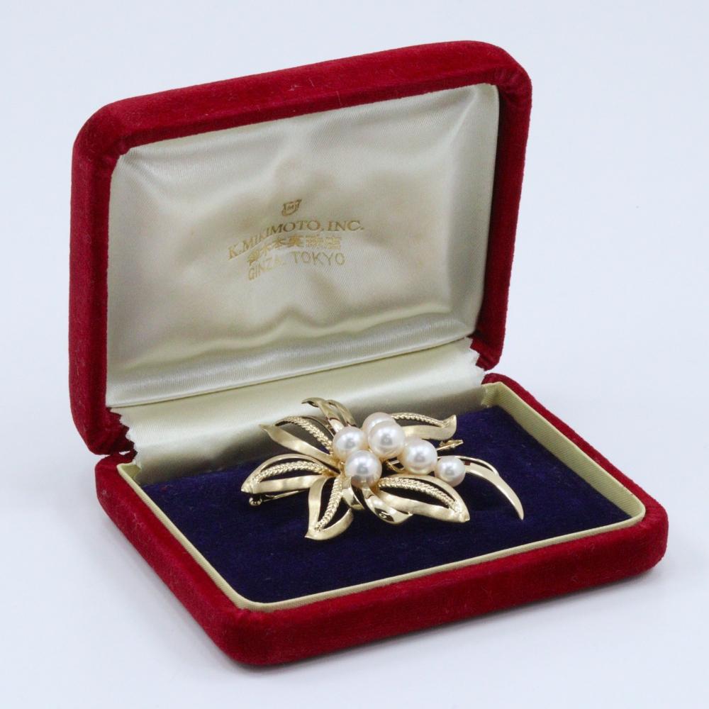 MIKIMOTO Pearl Brooch K14 Yellow Gold/Pearl 16.6g Women Used