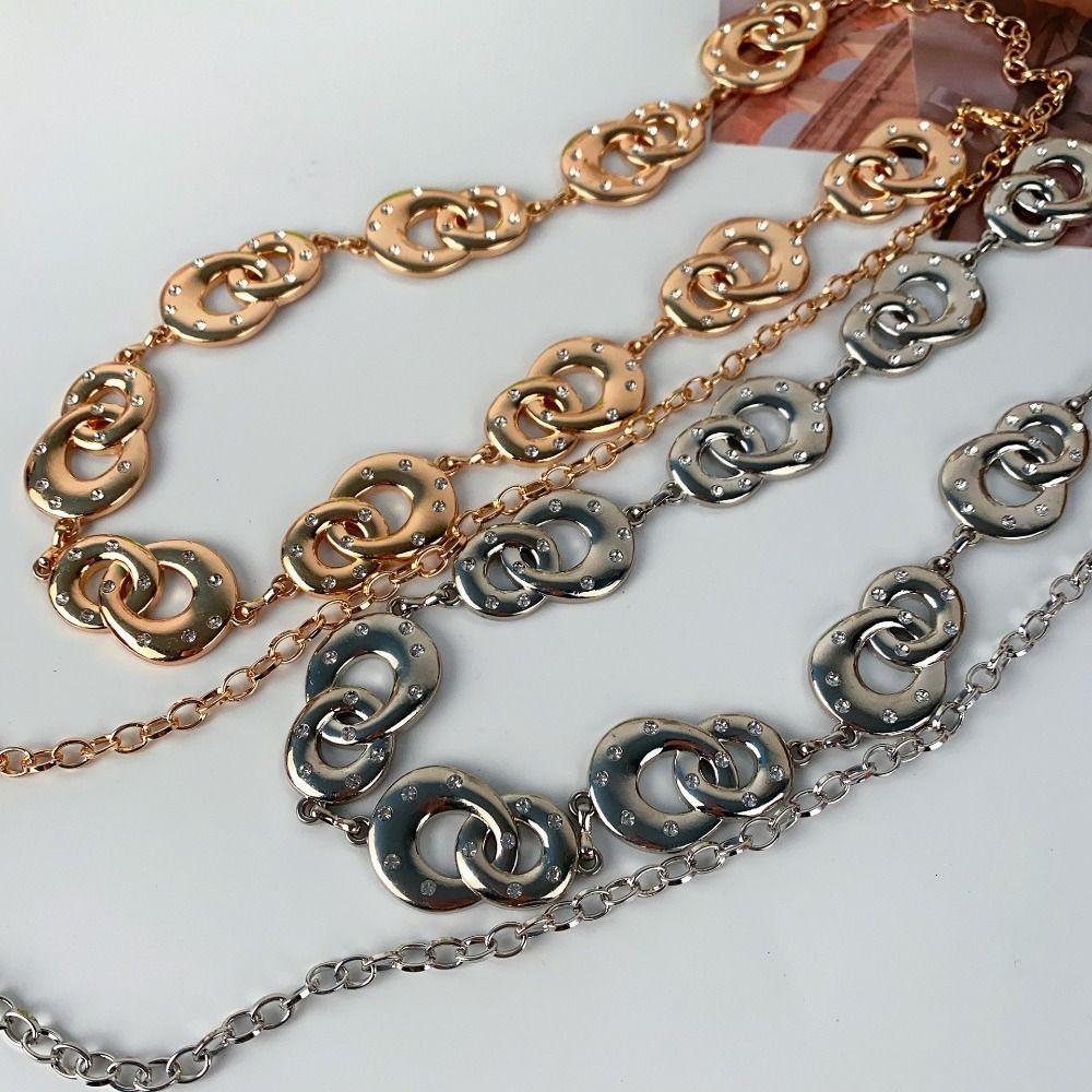 Elegant Metal Circular Ring Waist Chain Belly Chain Dress Belt Chain Bohemian Body Chain  Women