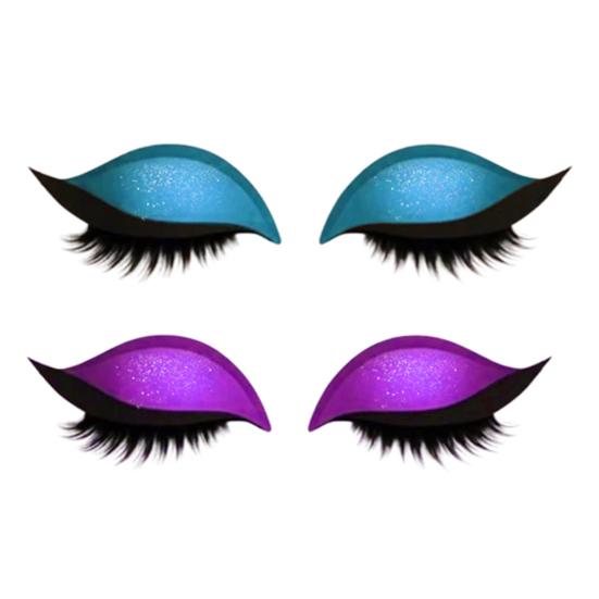 2 Pairs Lazy Eye Shadow Eyelash Patch 2-in-1 Eyeshadow Eyelashes Makeup Stickers Reusable Eye Makeup Stickers with False Lashes Shadow