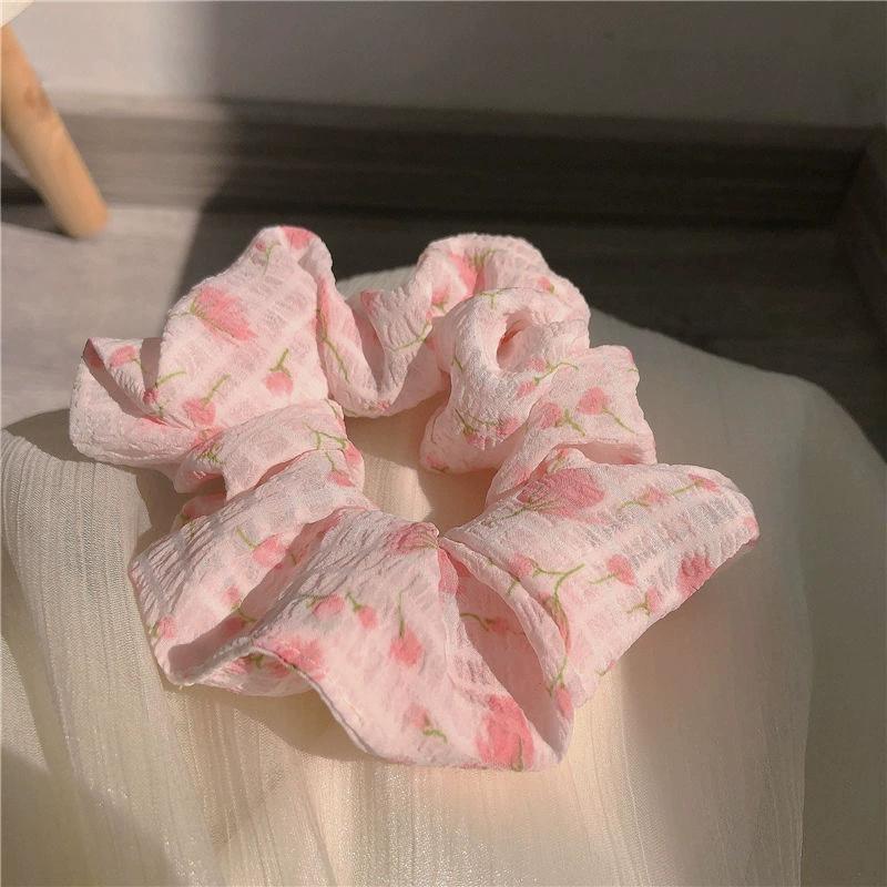 Charm High-Elasticity Rubber Band Ponytail Hair Tie 1PC Big Elastic Tulip Flower Hairband Hair Accessory for Women