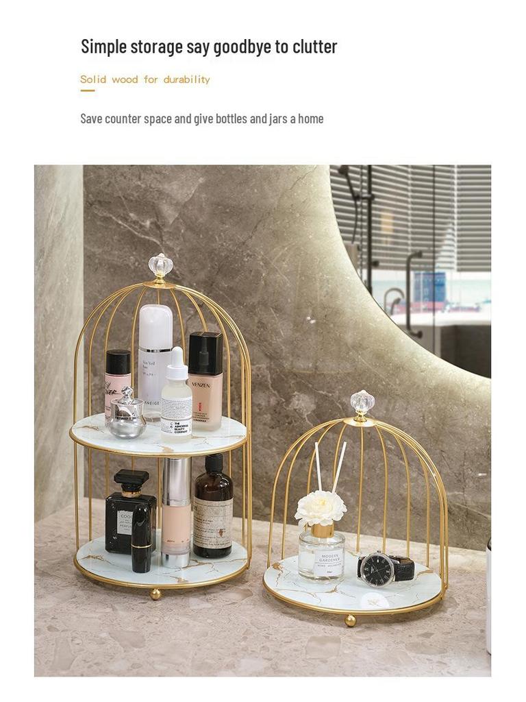 Birdcage Skincare Organizer: Bathroom Cosmetics Rack & Dressing Table Storage