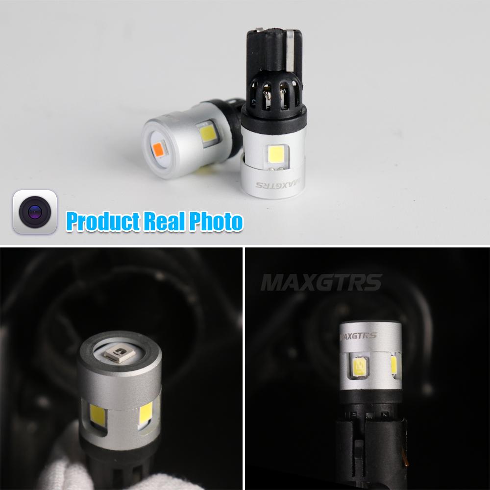 MAXGTRS 2x Two Color Switch T10 LED W5W Car Side Interior lights 12V Bulb 2835 Chips 194 168 White 6000K Parking Dome Lamps
