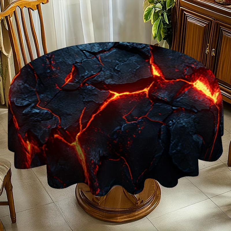 One modern decorative tablecloth with lava crack pattern, made of polyester material.
