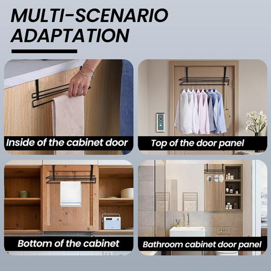 Paper Towel Hanger Metal Roll Paper Storage Rack Strong Load-bearing Simple Installation Under-Cabinet Hanging Rack Tissue Shelf