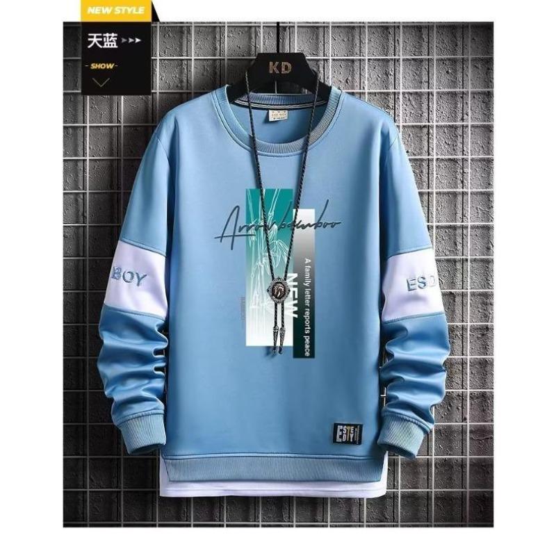 Cotton Men's Sweater Long Sleeved Spring and Autumn Coat Men's Young Students Loose T-shirt Men