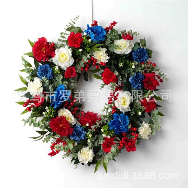 45cm Patriotic USA Independence Day Wreath Decor Door Wall Home Party Decoration