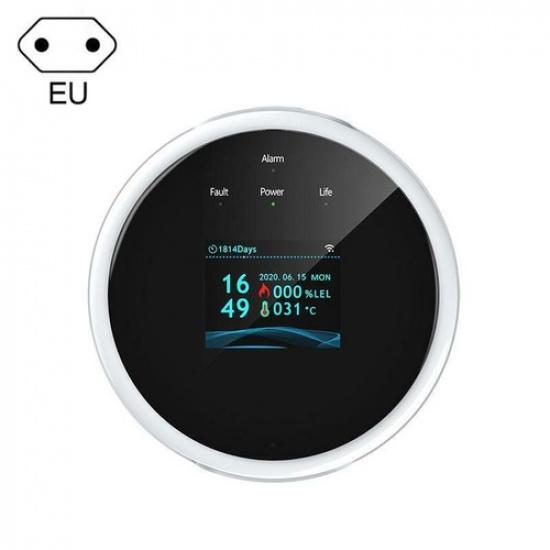 Gas Leak Detector Wifi for Home Natural Gas Leak Detector LCD Screen APP Alarm EU Plug