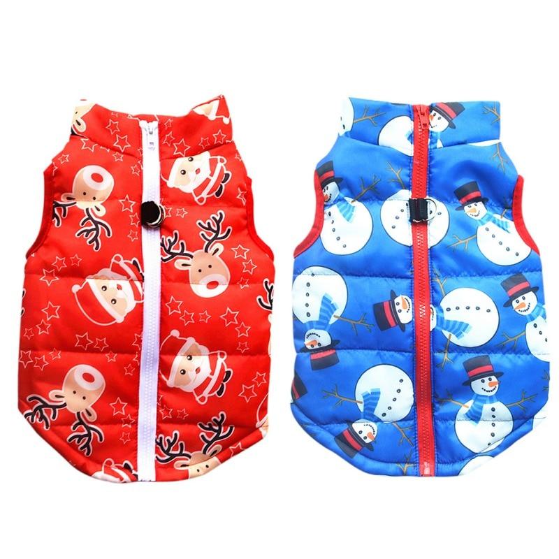 Buy Autumn Winter Christmas Dog Vest Sleeveless Zipper Coats at