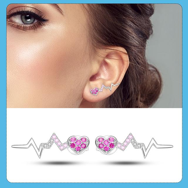 

Срібні подвійні сережки-кільця 925 проби, блискучі сережки-гвоздики, подарунок для жінок, ювелірні вироби на заручини, ювілей