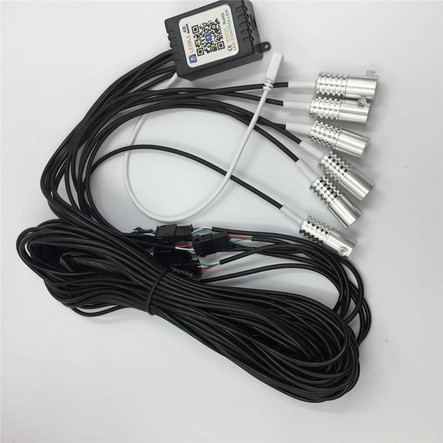 5Pcs RGB LED Car Interior Decor Atmosphere Lamp Foot Light Fiber Optical Strips