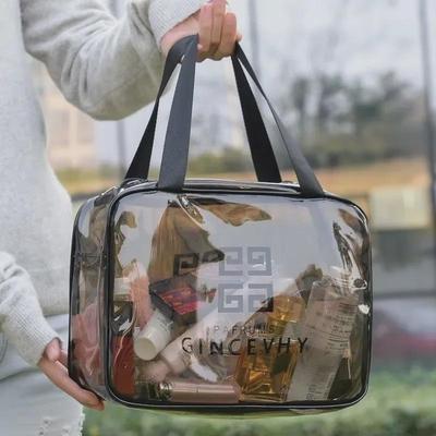 Trousse cosmetica trasparente impermeabile di tendenza a grande capacità per donne - Portaoggetti da viaggio portatile