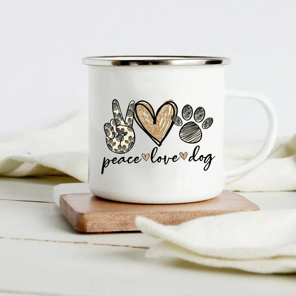 Lustiger Dackel-Druck Kreative Emaille-Tasse Kaffee-Weintassen Cartoon-Hunde Pfote Party-Getränk Bier Saft Milch Tassen Geschenke für Liebhaber Hund