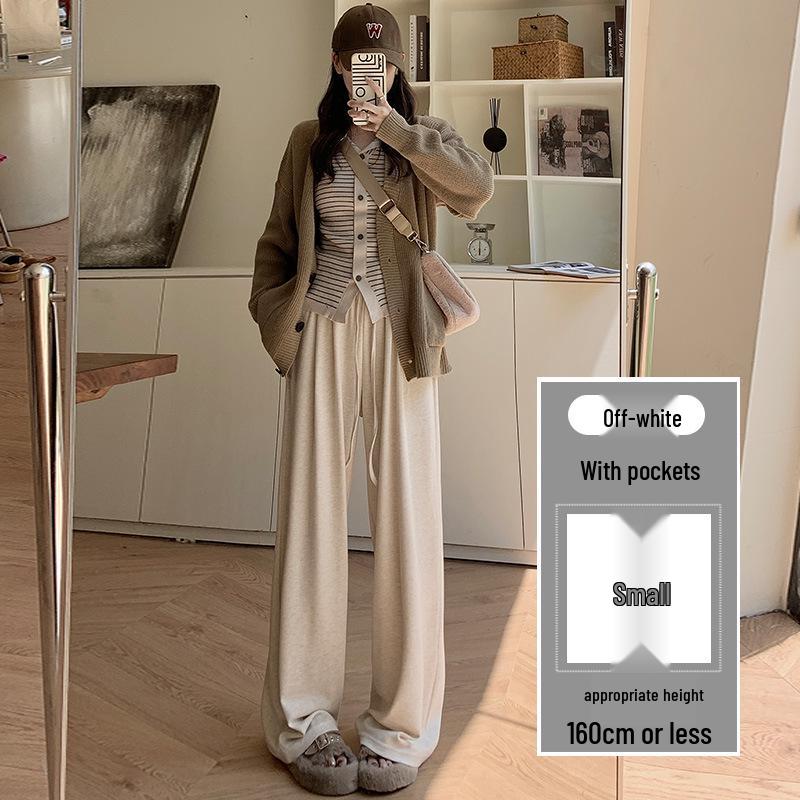 Women's High-Waisted Grey Knit Wide-Leg Pants - Spring/Autumn 2025 Collection