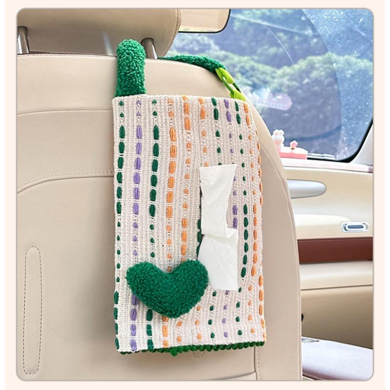 Creative Heart Shape Hanging Backseat Car Tissue Box Multi Functional Tissue Bag