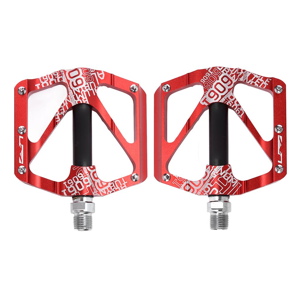 ENLEE 2Pcs Mountain Bike Pedal Bicycle Aluminum Alloy Bearing Pedal Ultra Light Palin Anti Slip PedalRed