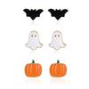 Spooky Jewelry Set for Women, 9 Piece Pumpkin Bat Figure Necklace Ring Earring Collection for Halloween Parties, Cosplay, and Themed Outfits